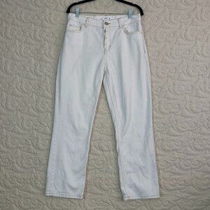 MNG Denim White Mom Jeans Button Fly Relaxed Fit Size 8
